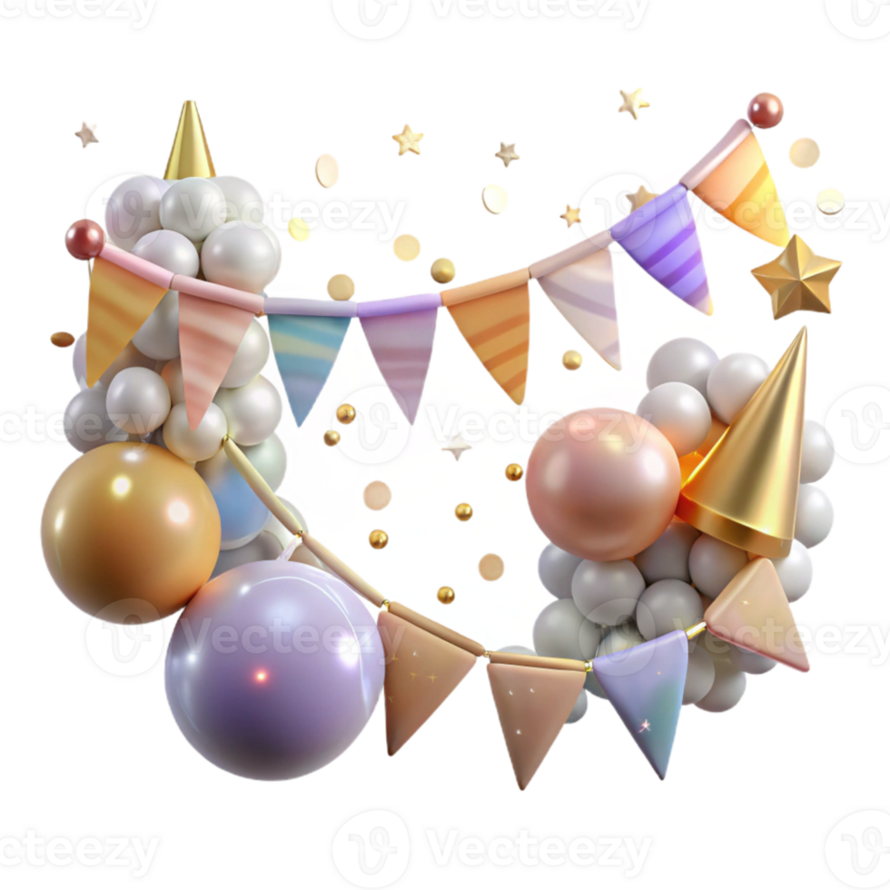 wonderful modern Festive Garland Birthday Party Decor Transparent premium png