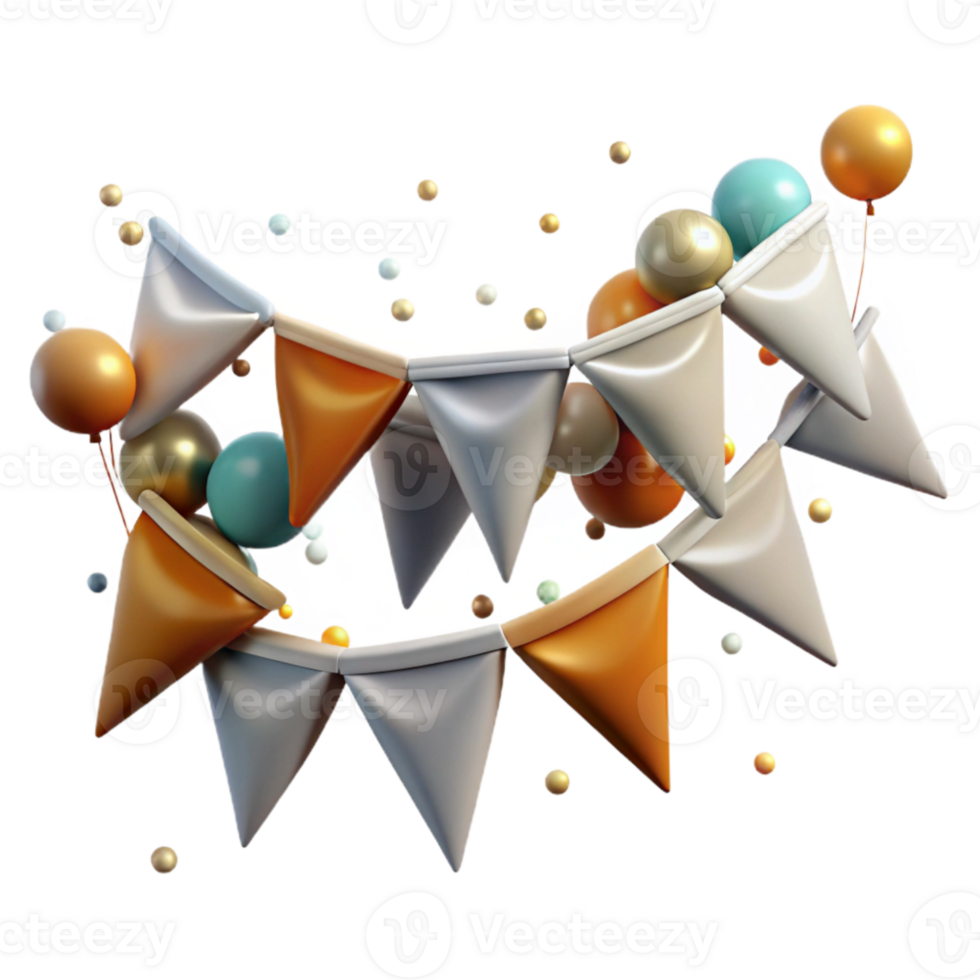 vibrant artistic Festive Garland Triangle Flags Birthday Party Transparent detailed png