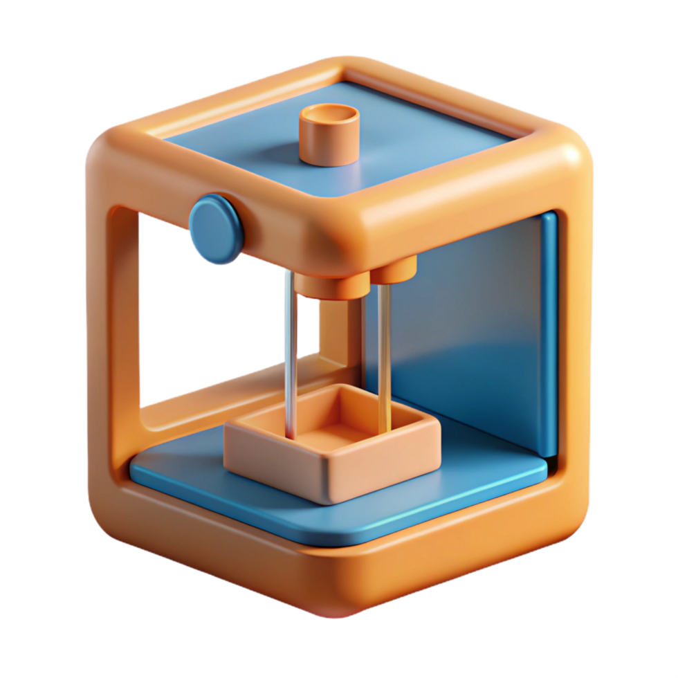 vibrant artistic 3D printer creating a small object exclusive png