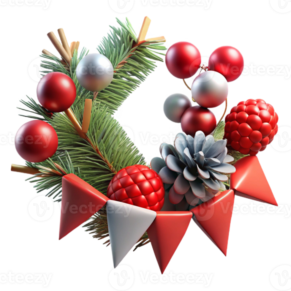 elegant classic Festive Garland Red Berries Pine Cones Cutout Decor high resolution png