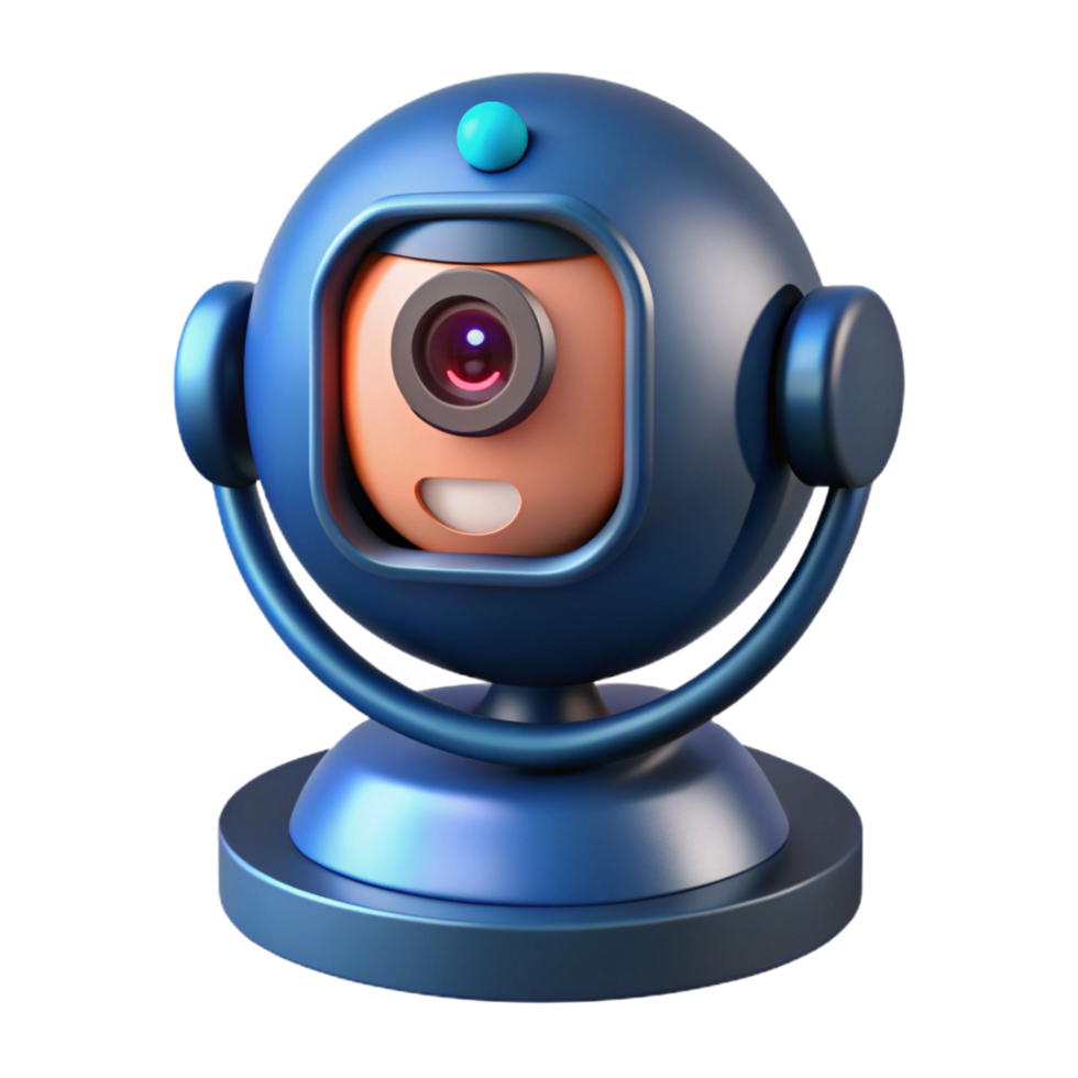 serene rustic Futuristic security camera with facial recognition software professional png