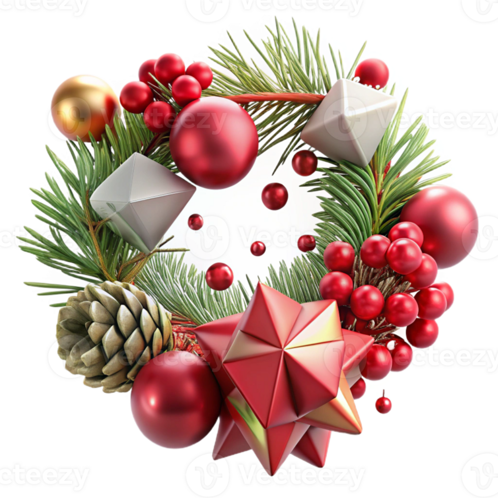 dramatic rustic Festive Garland Red Berries Pine Cones Cutout Decor exclusive png