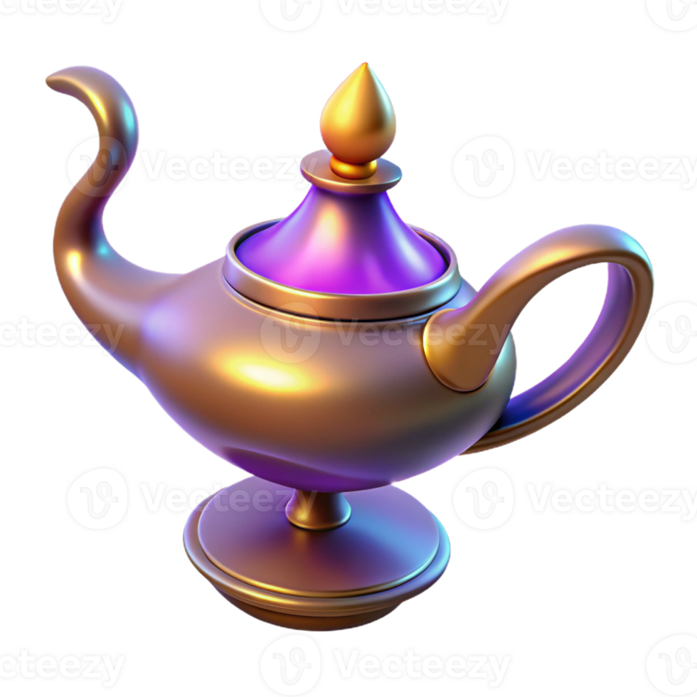 magnificent classic Realistic, magic lamp, ornate design, glowing softly original png