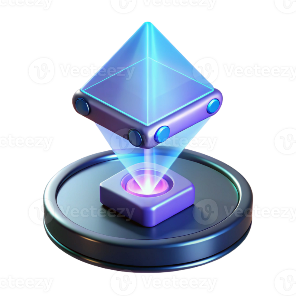 beautiful abstract Hologram projector displaying a 3D image high quality png