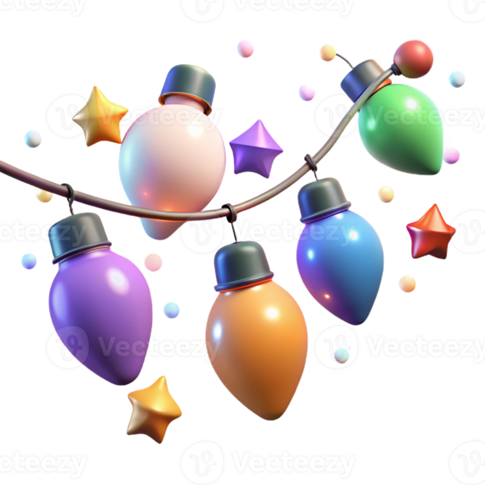 dramatic modern Festive Lights Twinkle Colorful Bulbs Wire Cutout Xmas png
