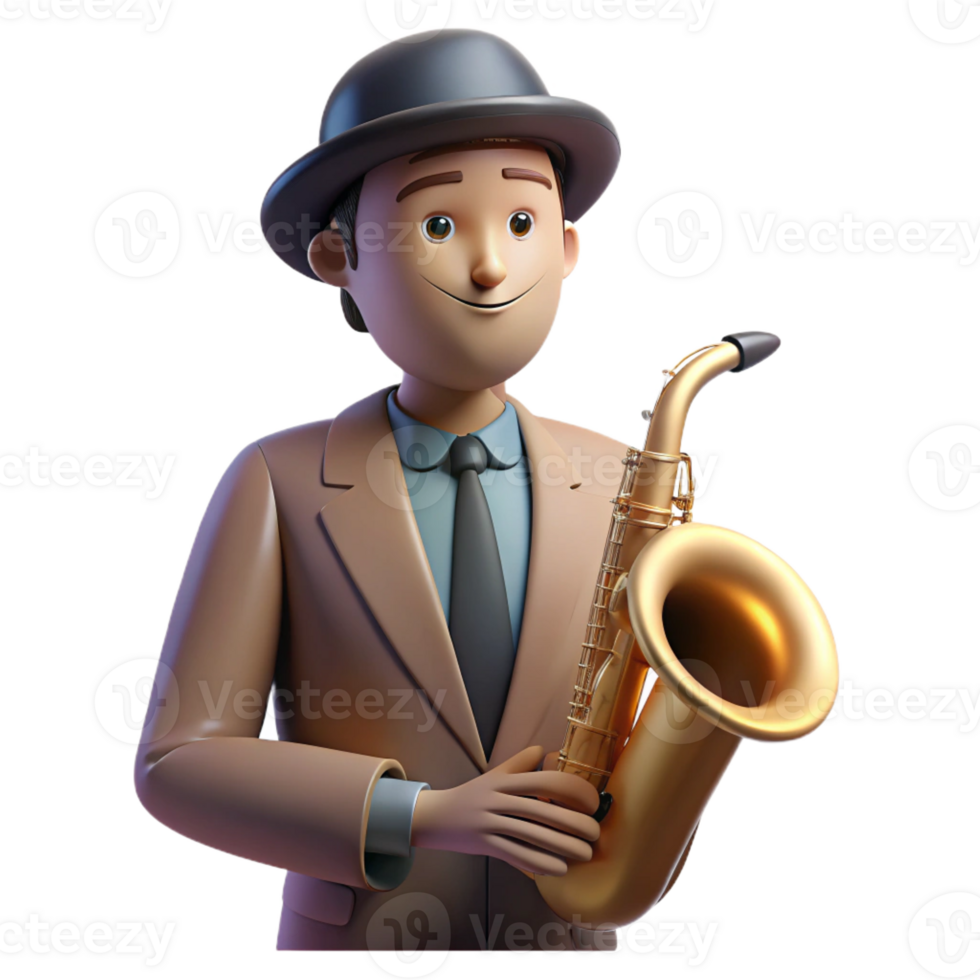 stunning modern Portrait of a musician with a saxophone, dimly lit stage lighting, smoky atmosphere, Art Deco style detailed png