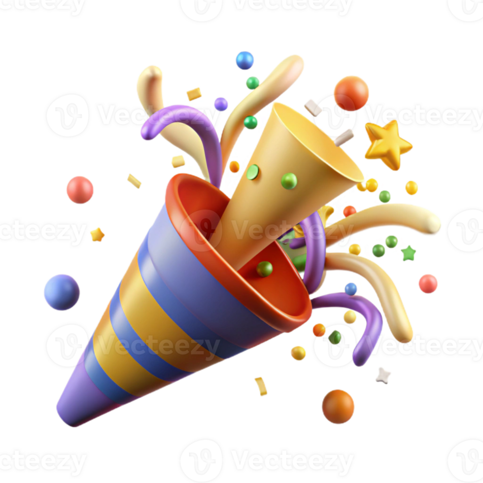 vibrant classic Festive Party Popper Explosion Isolated authentic png