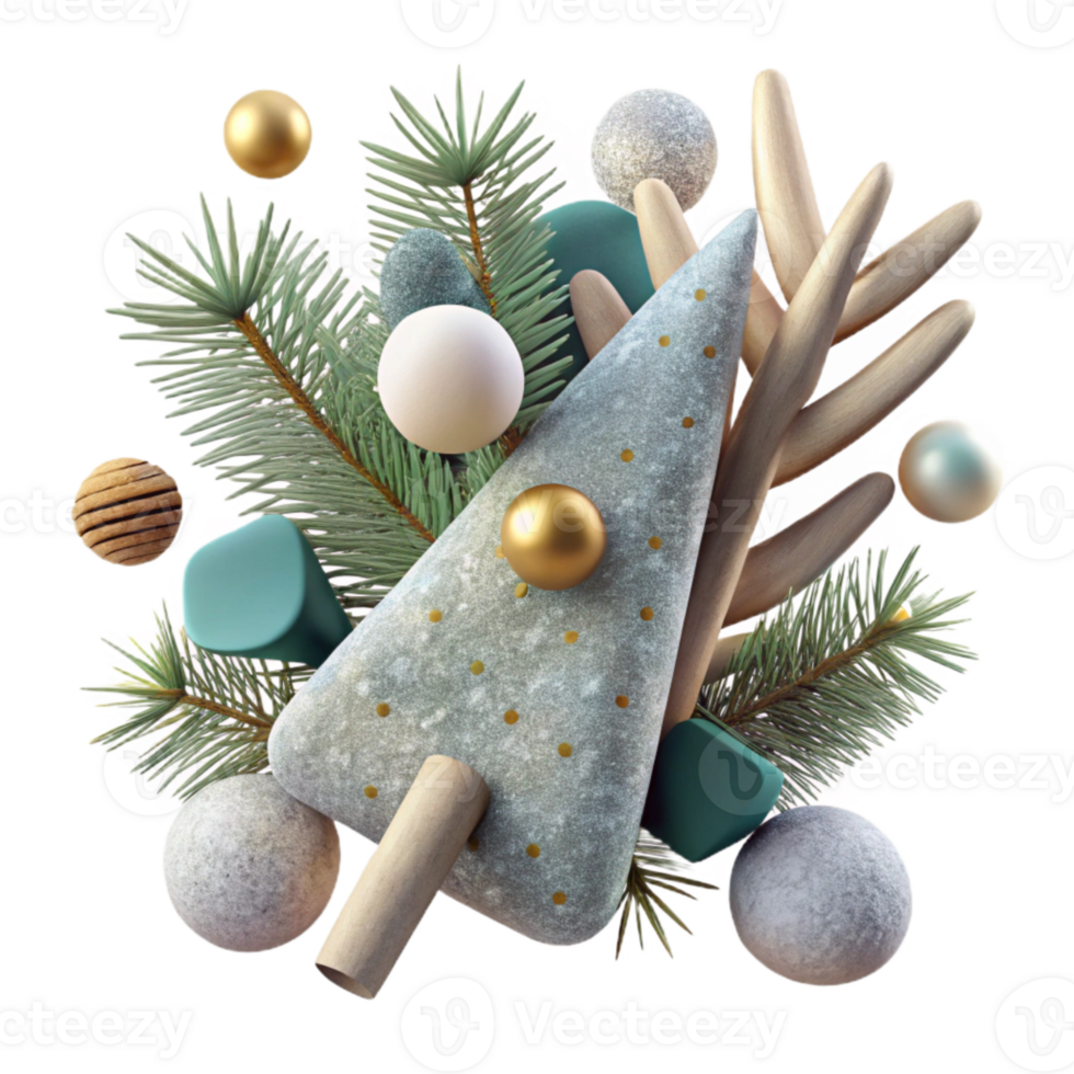 wonderful contemporary Festive Pine Tree Branch Cutout for Holiday Cards exclusive png