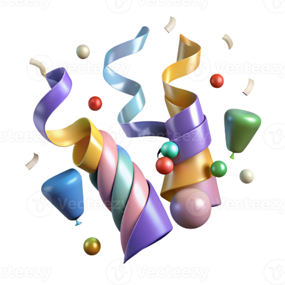 vibrant modern Festive Streamers Isolated for Party Backdrops original png