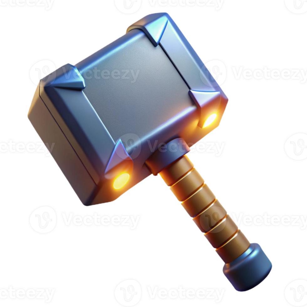 wonderful rustic Mjolnir, Thor's hammer, powerful and glowing, genuine png