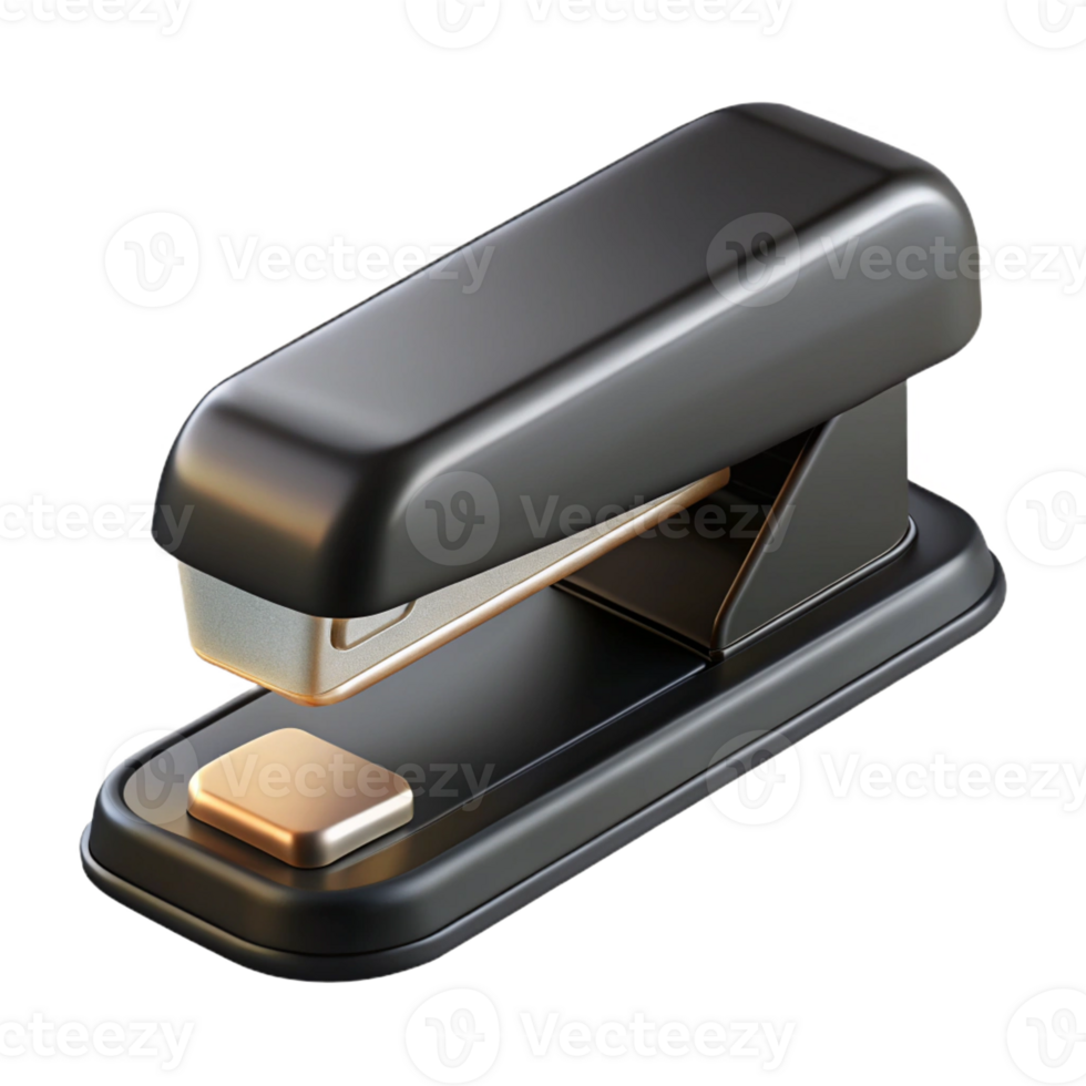 impressive contemporary Stapler, black, standard office style, authentic png