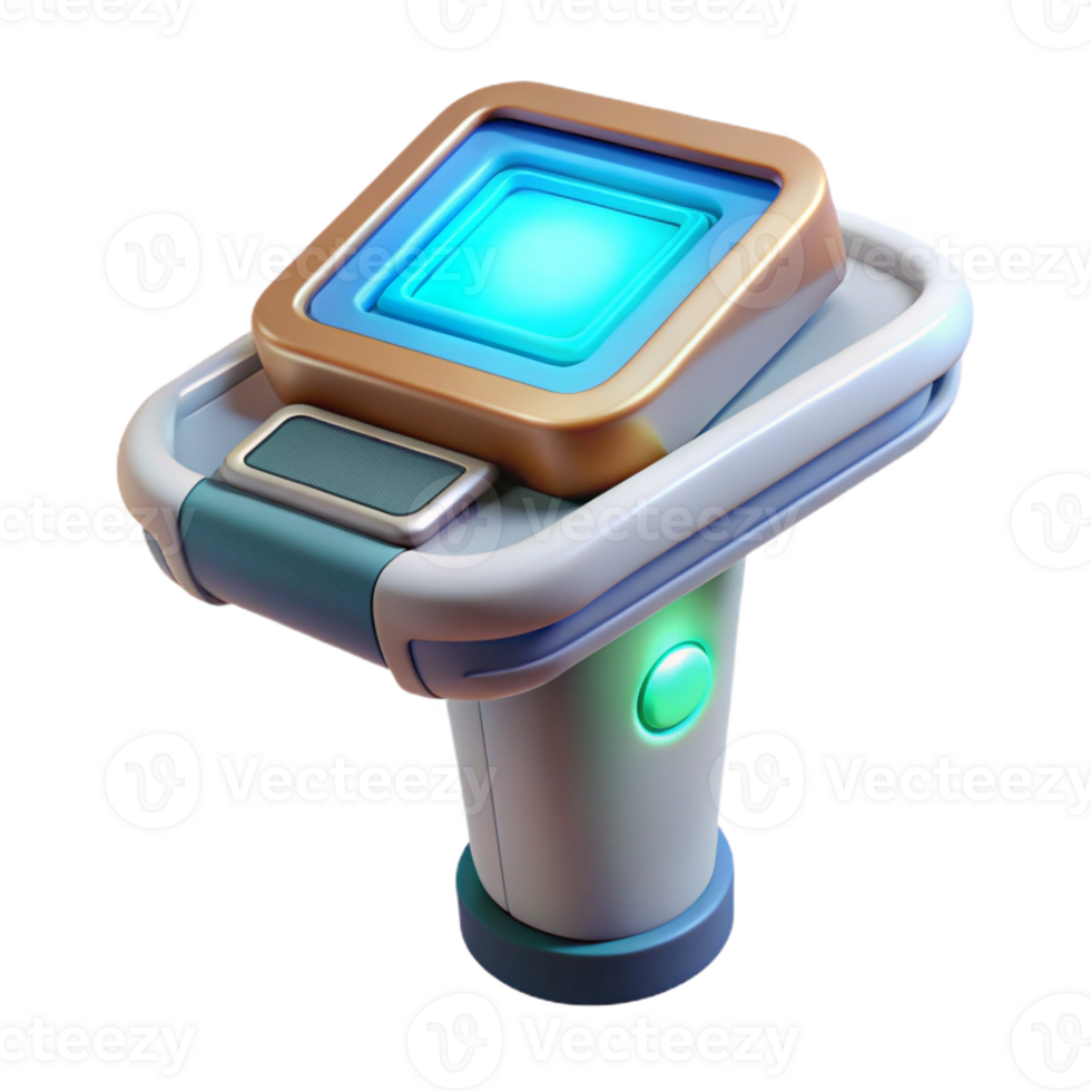 elegant rustic Futuristic medical scanner, handheld device, glowing screen original png