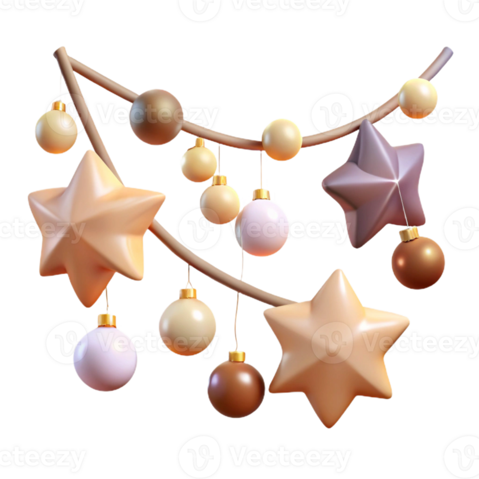 serene abstract Festive String Lights with Stars Isolated for Party Ambiance professional png