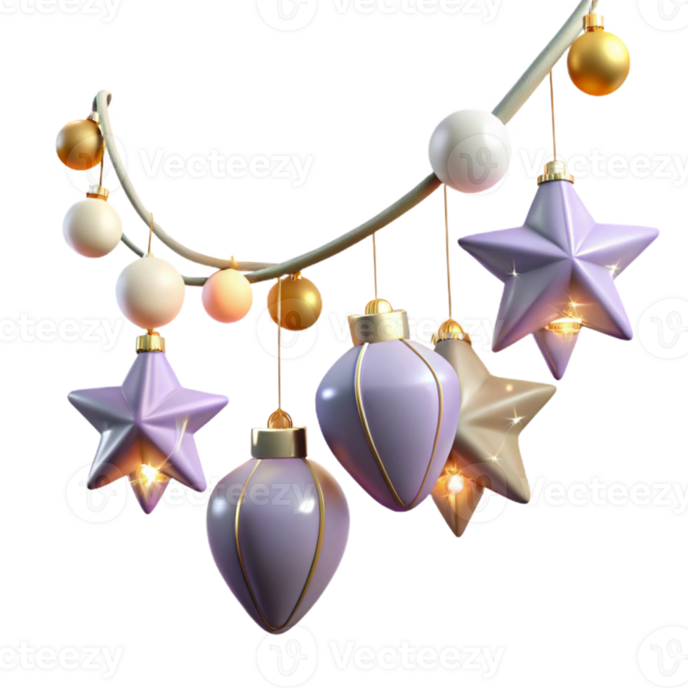 impressive classic Festive String Lights with Stars Isolated for Party Ambiance premium png