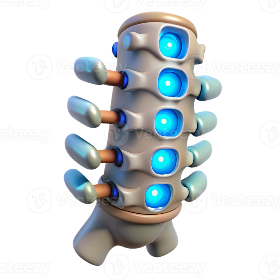 stunning modern Cybernetic spine implant with glowing nodes detailed png