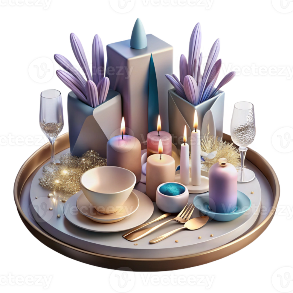 beautiful vintage Festive Table Setting Plates Cutlery Decor Transparent authentic png