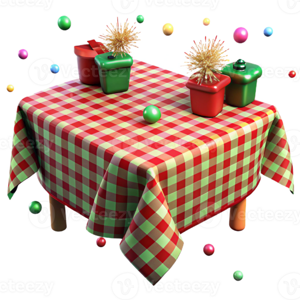 vibrant rustic Festive Tablecloth Red Green Plaid Pattern Isolated original png