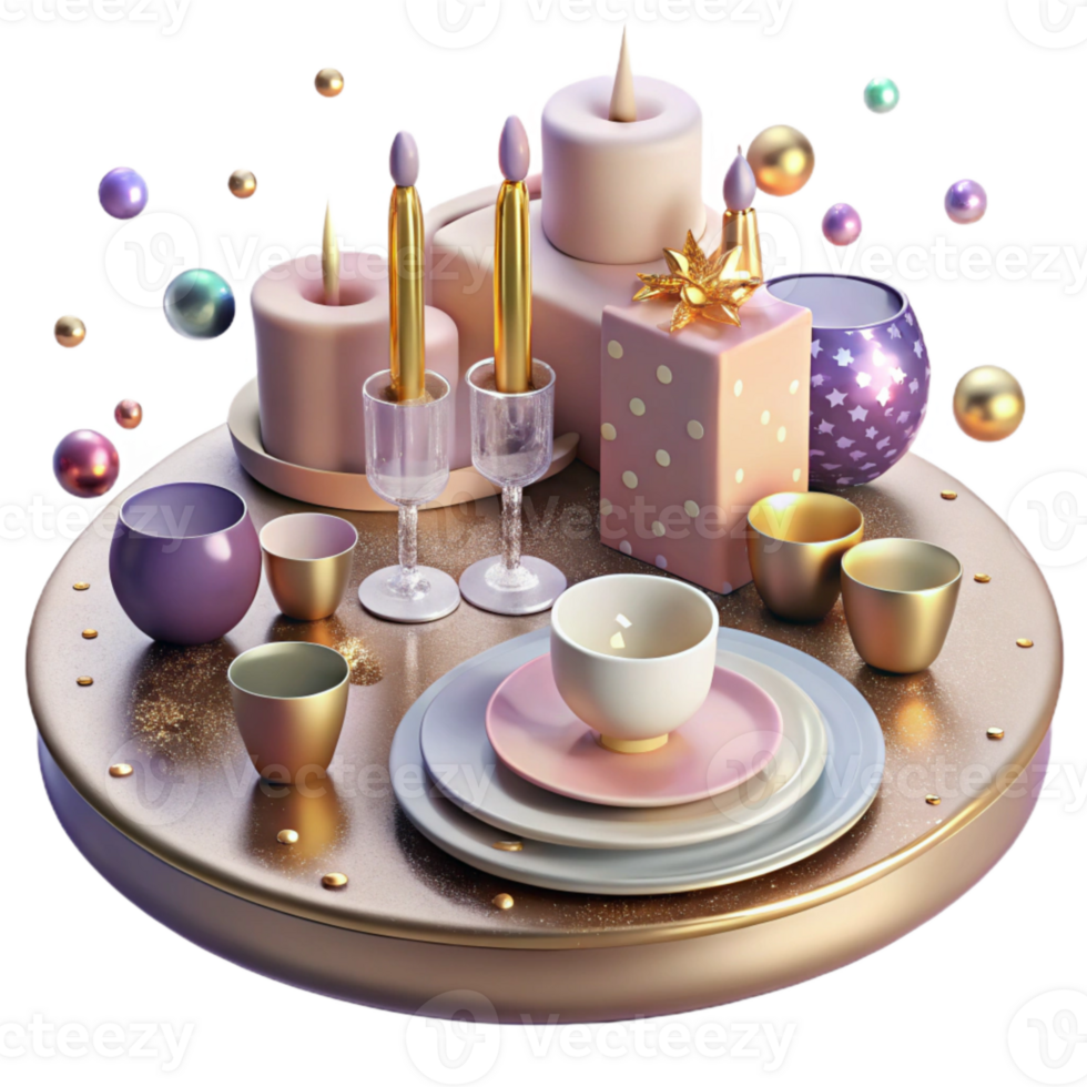 elegant artistic Festive Table Setting Plates Cutlery Decor Transparent authentic png