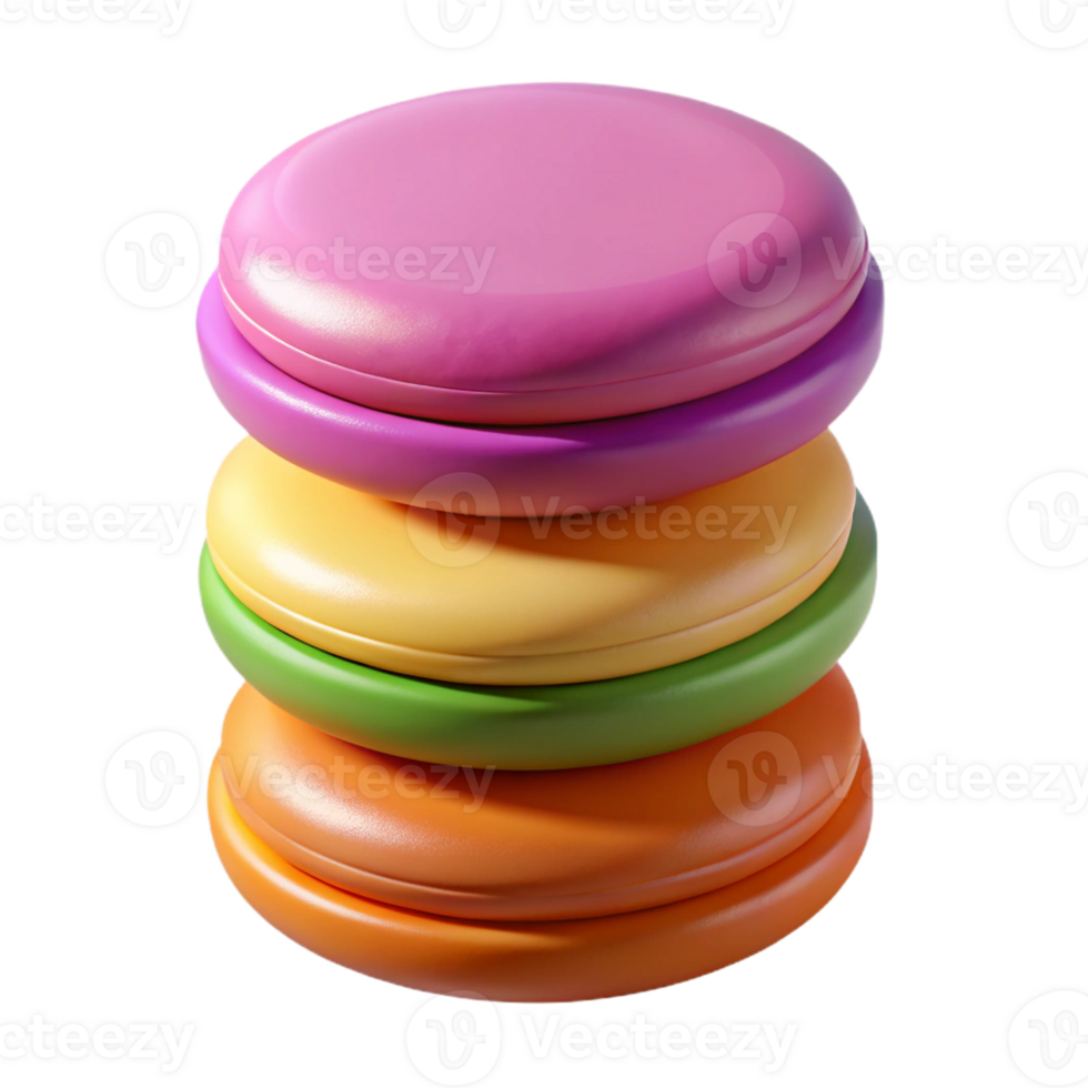 elegant traditional A stack of colorful macarons, perfectly aligned, premium png