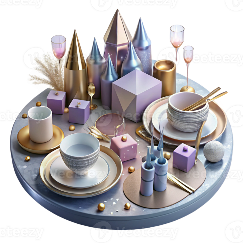 serene modern Festive Table Setting Plates Cutlery Decor Transparent genuine png