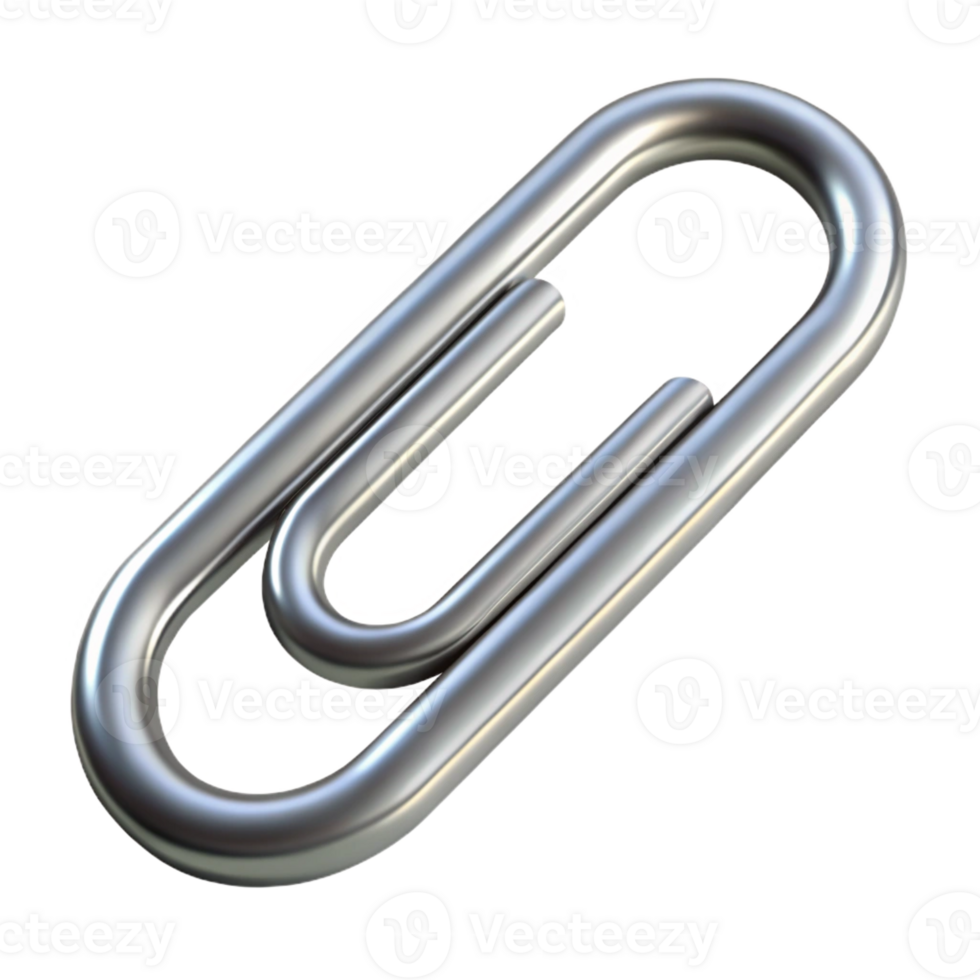 elegant abstract Paperclip, silver, standard size, high resolution png