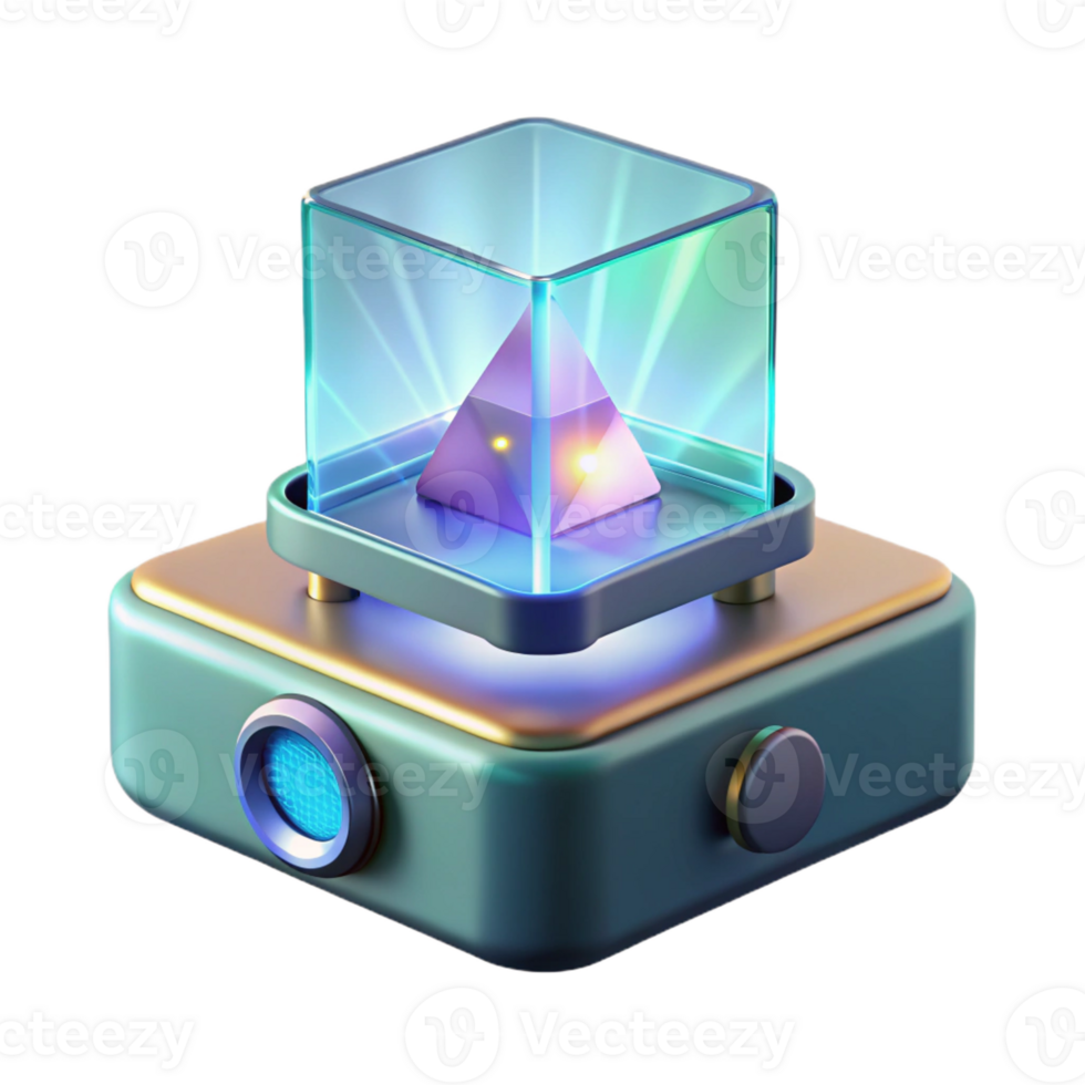 impressive contemporary Hologram projector displaying a 3D image high quality png