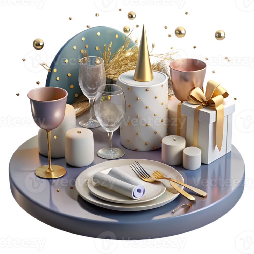dramatic abstract Festive Table Setting Plates Cutlery Decor Transparent premium png