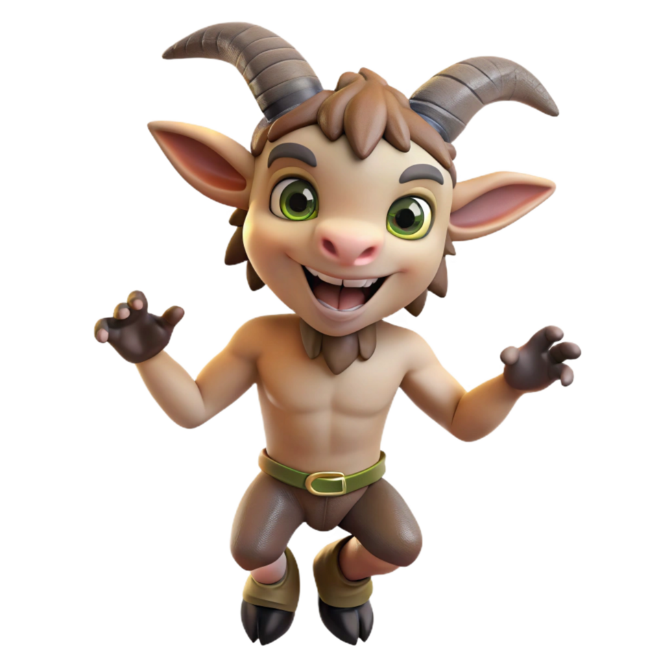 dramatic rustic A mischievous satyr with goat legs and a mischievous grin, dappled sunlight, mythological style high quality png