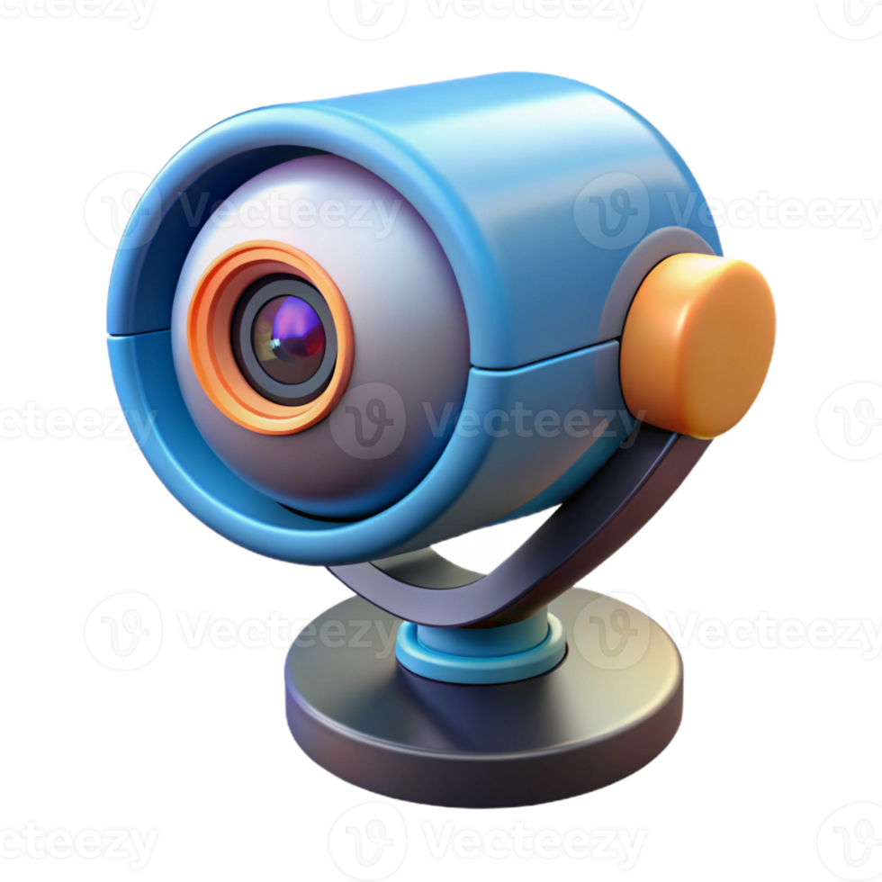 serene vintage High-tech security camera with rotating lens 4K png