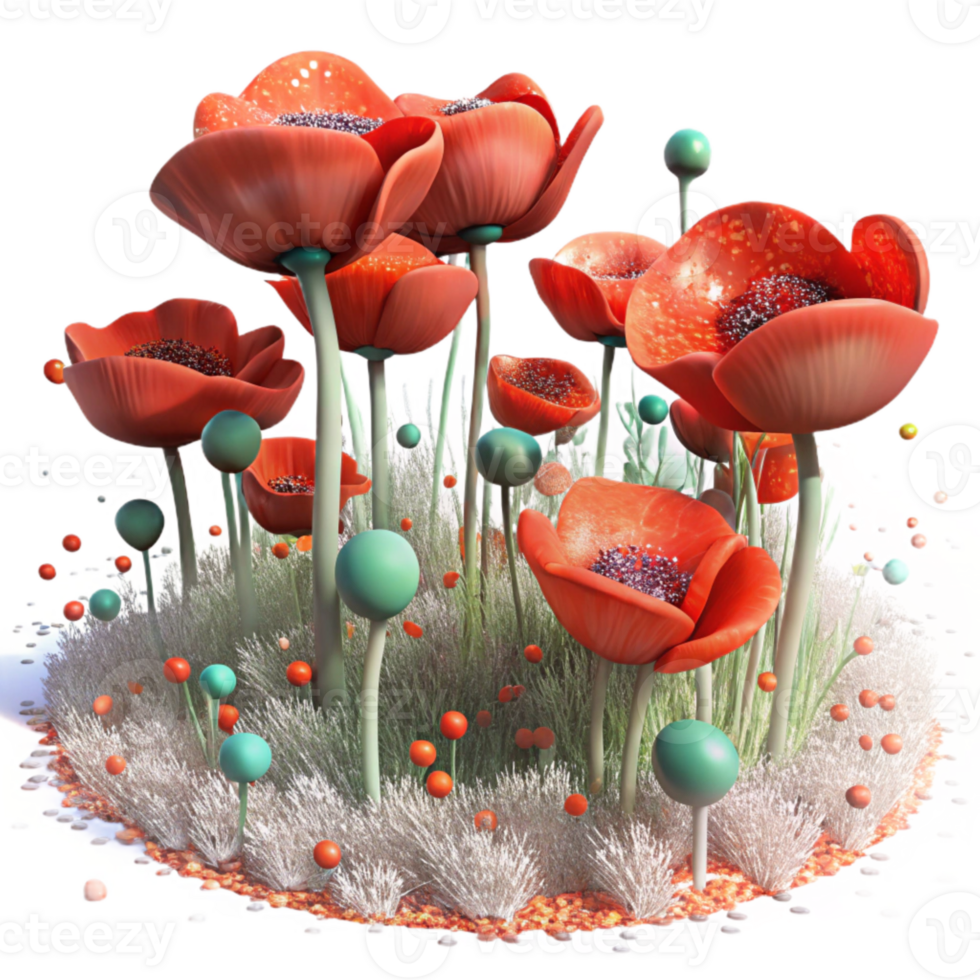 stunning artistic Field of Poppies Impressionist Painting Isolated exclusive png