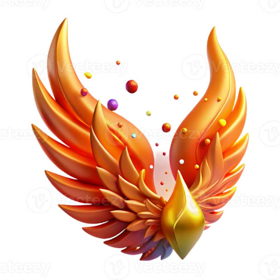 elegant vintage Fiery Phoenix Wing Transparent Background Fantasy Design premium png