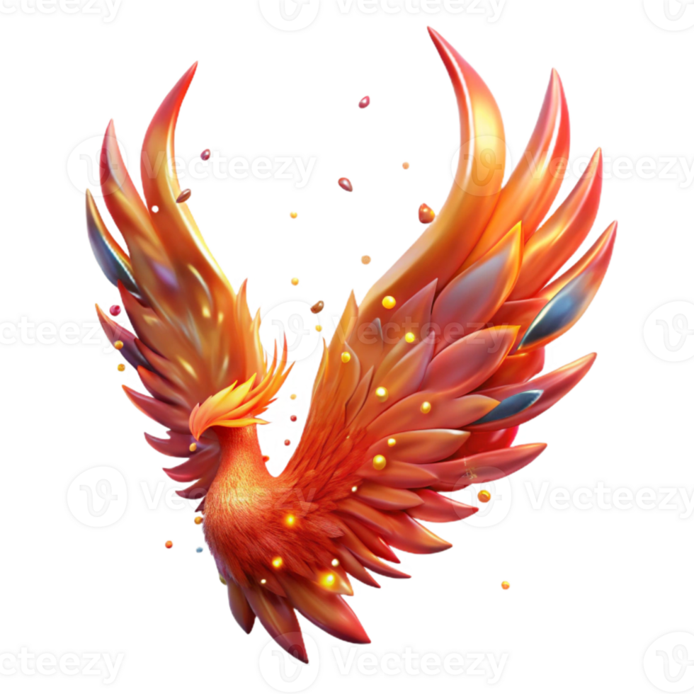 beautiful modern Fiery Phoenix Wing Transparent Background Fantasy Design exclusive png