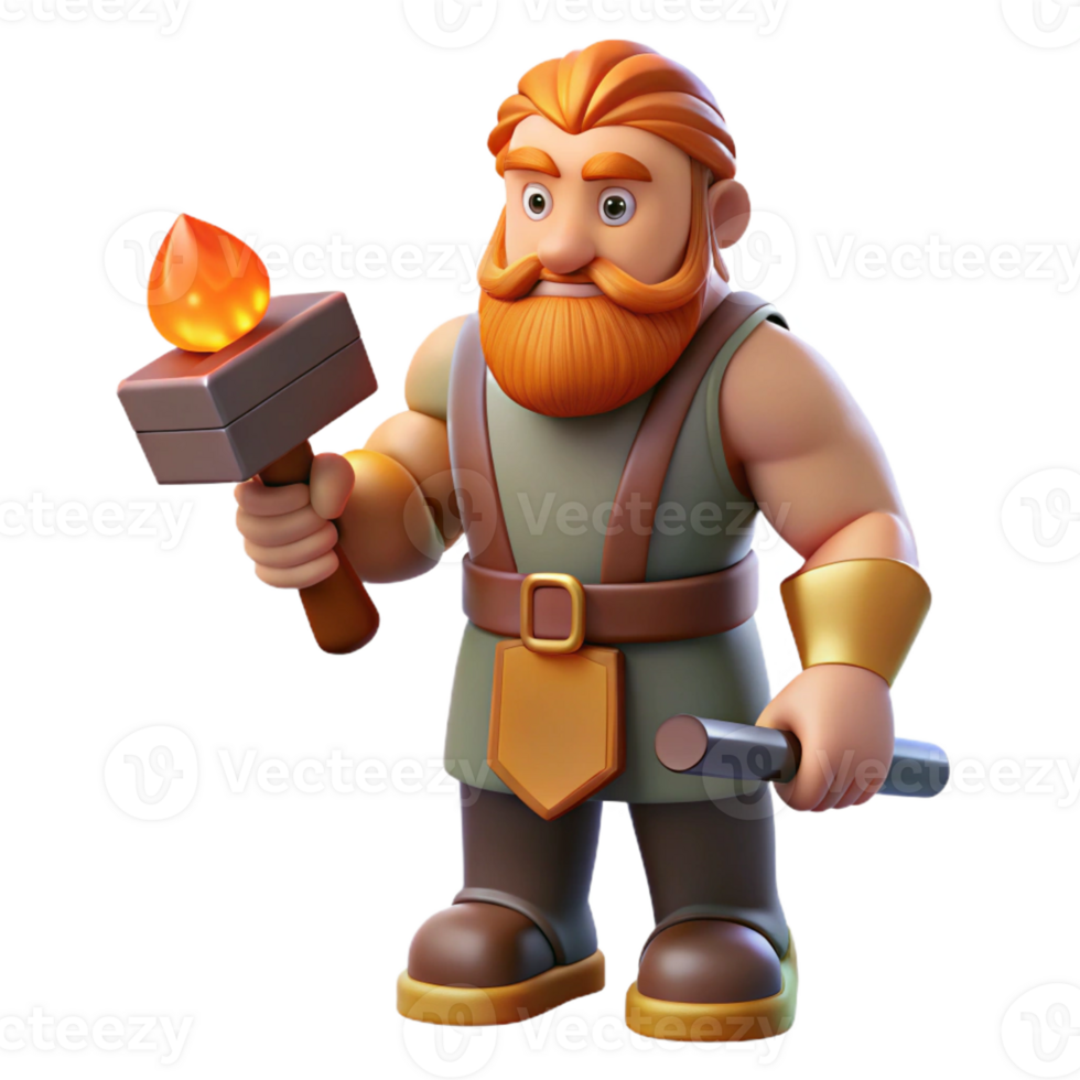 serene abstract Hephaestus, God of the Forge, holding a hammer professional png