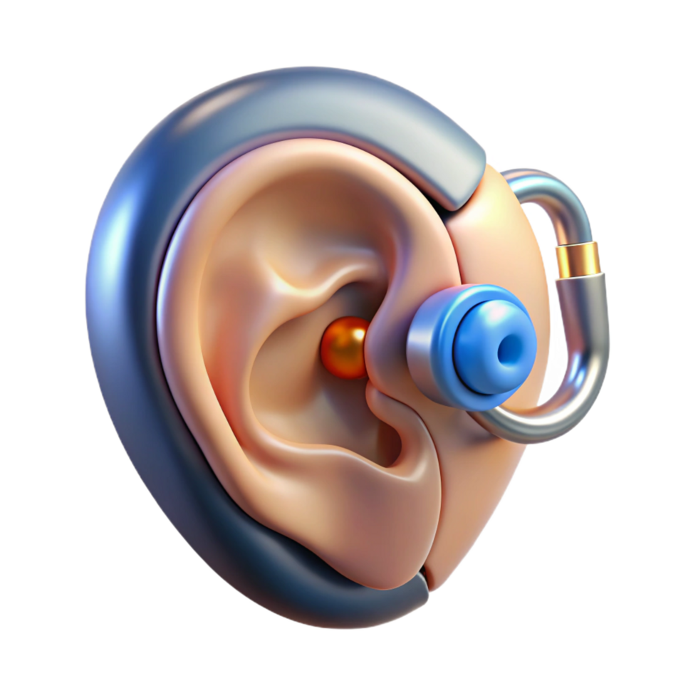 serene traditional Cybernetic ear implant with enhanced audio receptors genuine png