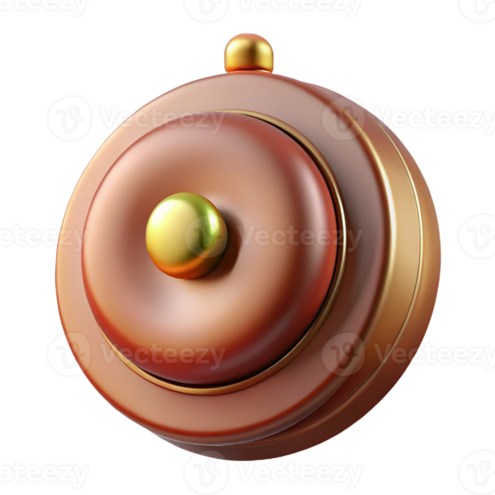 wonderful minimalist Victorian doorbell, brass button, professional png