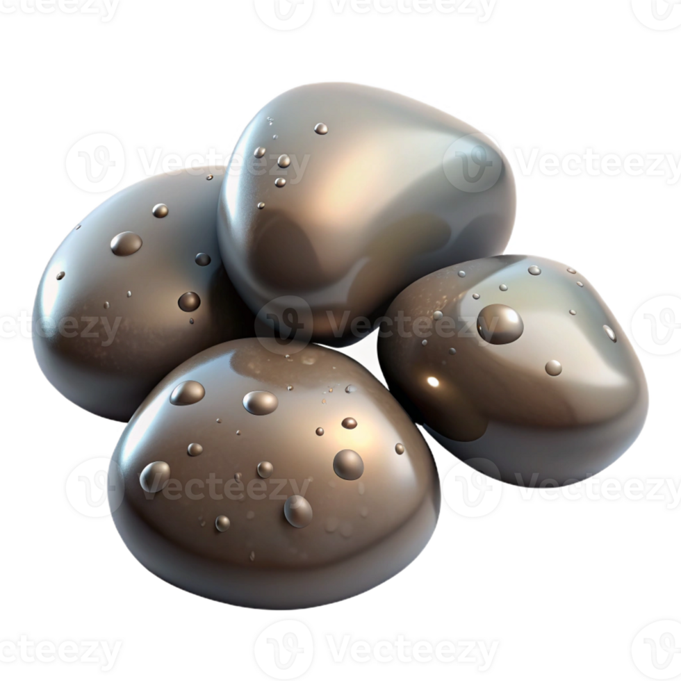 impressive contemporary A group of pebbles smoothed by water, wet and reflective, studio lighting, minimalist style detailed png