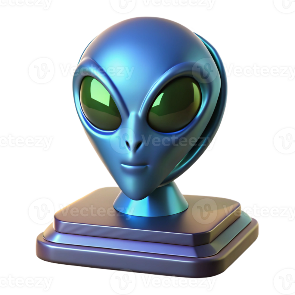 elegant classic Alien trophy head, mounted on plaque, exotic design original png