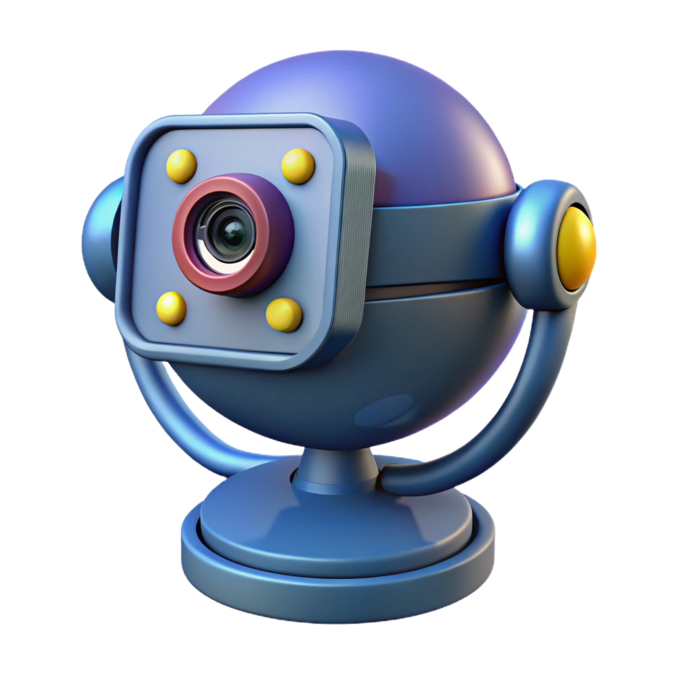 impressive abstract Futuristic security camera with facial recognition software high quality png