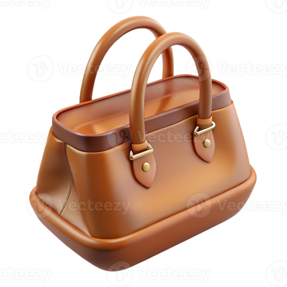 serene modern Leather handbag, brown, tote style, authentic png