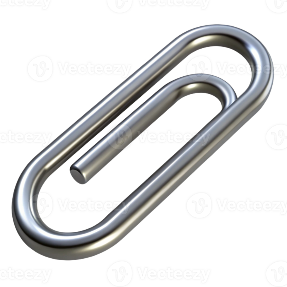 elegant artistic Paperclip, silver, standard size, high quality png