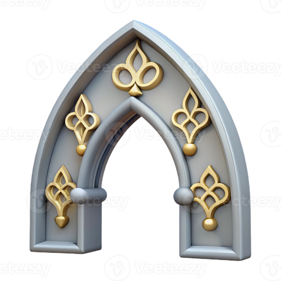 beautiful abstract Gothic trefoil arch, ornamental, 4K png
