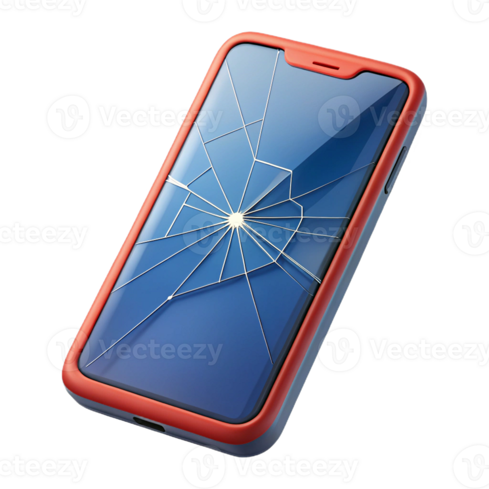 extraordinary minimalist Smartphone with cracked screen repair needed professional png