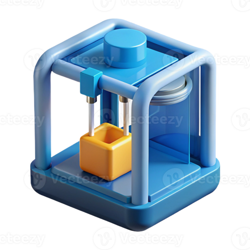 beautiful abstract Advanced 3D printer creating a complex object premium png