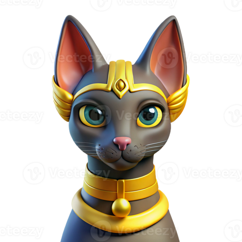 wonderful contemporary Bastet, Egyptian cat goddess detailed png