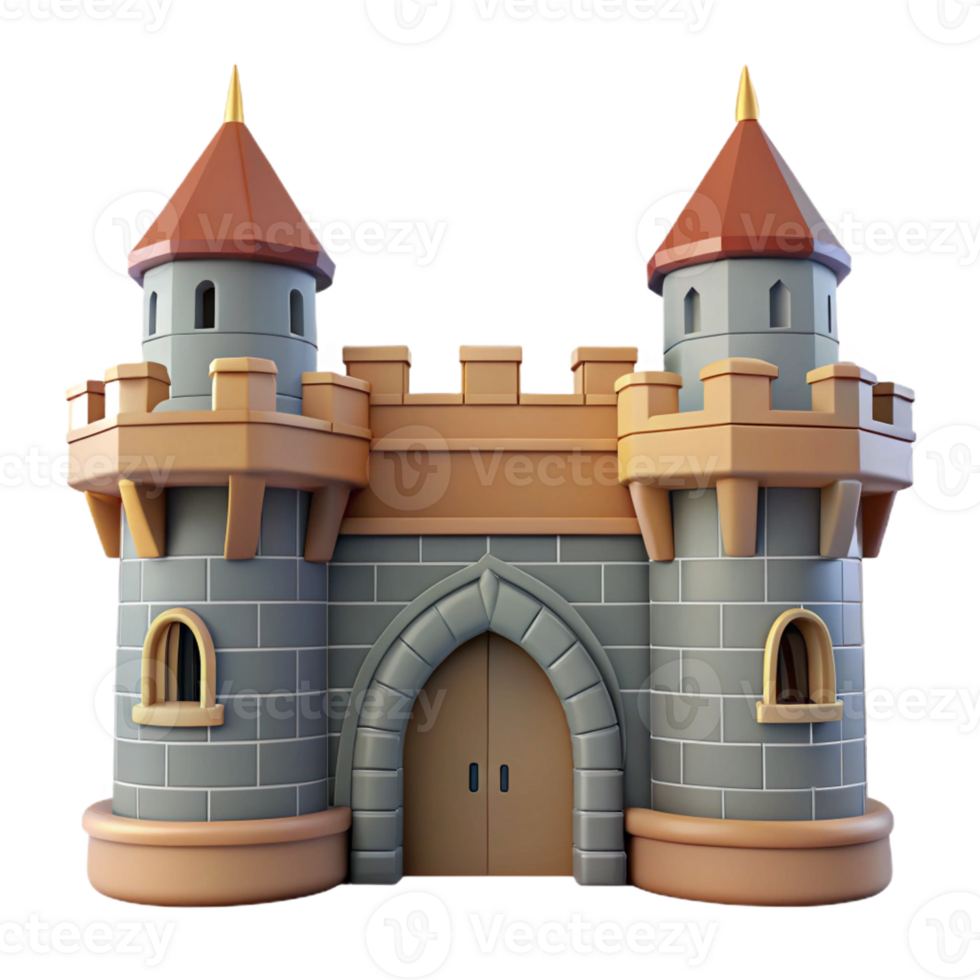 dramatic traditional Medieval castle gatehouse, fortified, premium png