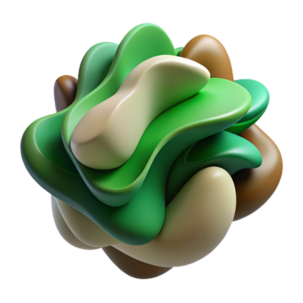 magnificent abstract An abstract representation of nature, using organic shapes and flowing lines in shades of green and brown, with a soft, natural lighting. Impressionist style high quality png