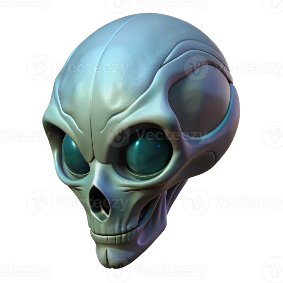 elegant contemporary Alien skull, elongated shape, bony ridges 4K png