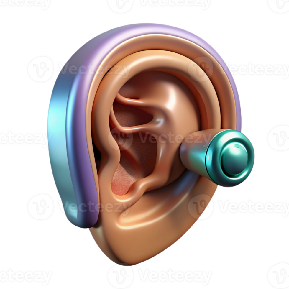 serene vintage Cybernetic ear with enhanced hearing capabilities 4K png