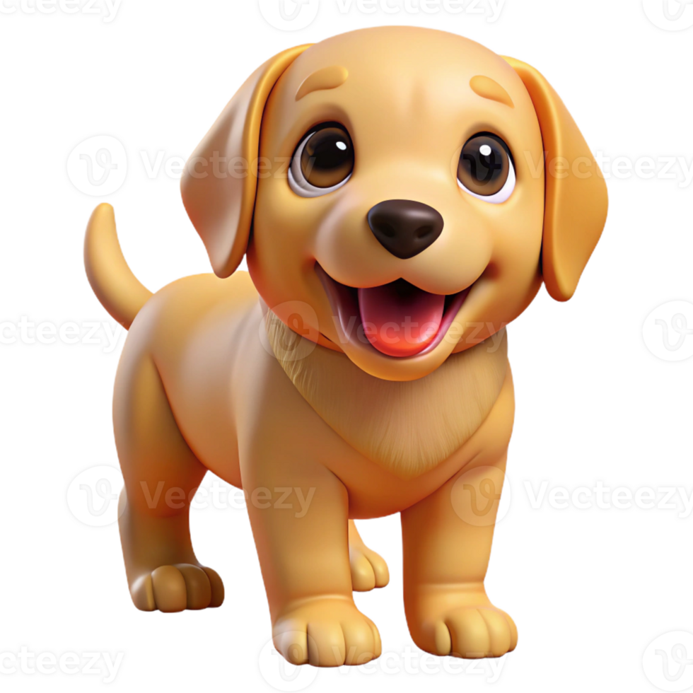serene modern Golden retriever puppy, panting, happy expression, professional png
