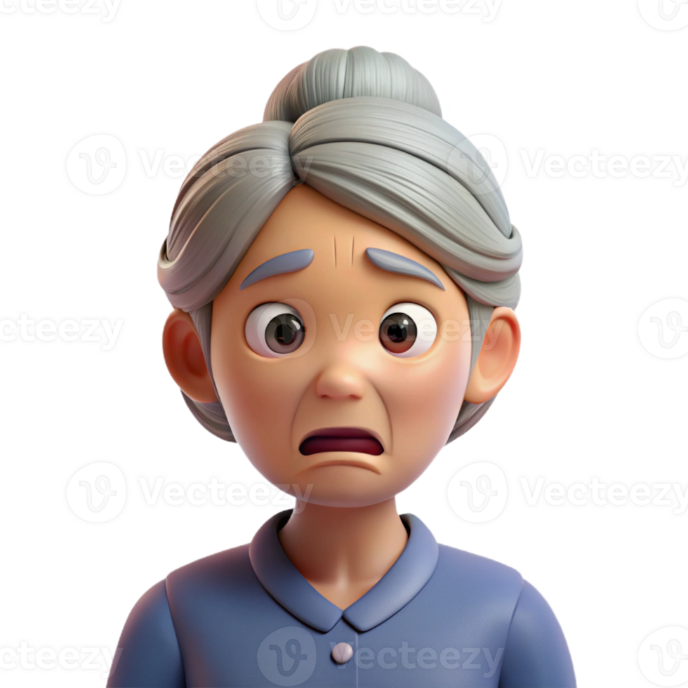 beautiful modern Confused senior woman with furrowed brow original png